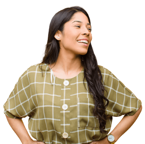 young Latina woman smiling with hands on hips